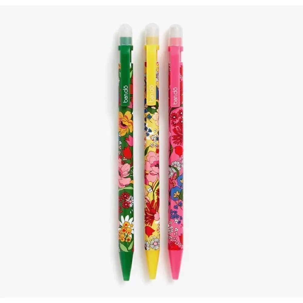 Ban.do Mechanical Pencils Floral Print Set of 3 NIB colorful stationary